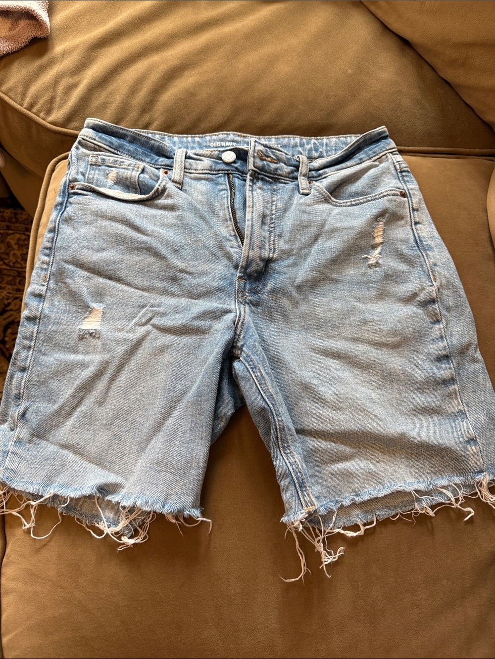 Light Wash Distressed Denim Shorts